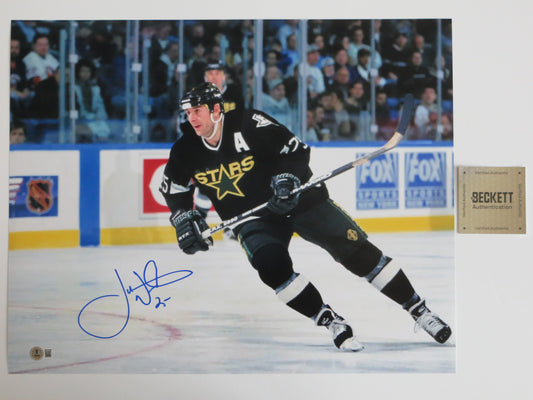 JOE NIEUWENDYK DALLAS STARS SIGNED 16x20 PHOTO BLACK JERSEY BAS