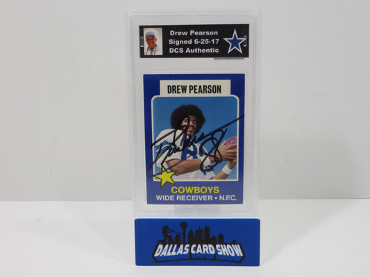 Drew Pearson SIGNED 1975 Wonder Bread All Stars Football Card #11 DCS Authentic SLAB