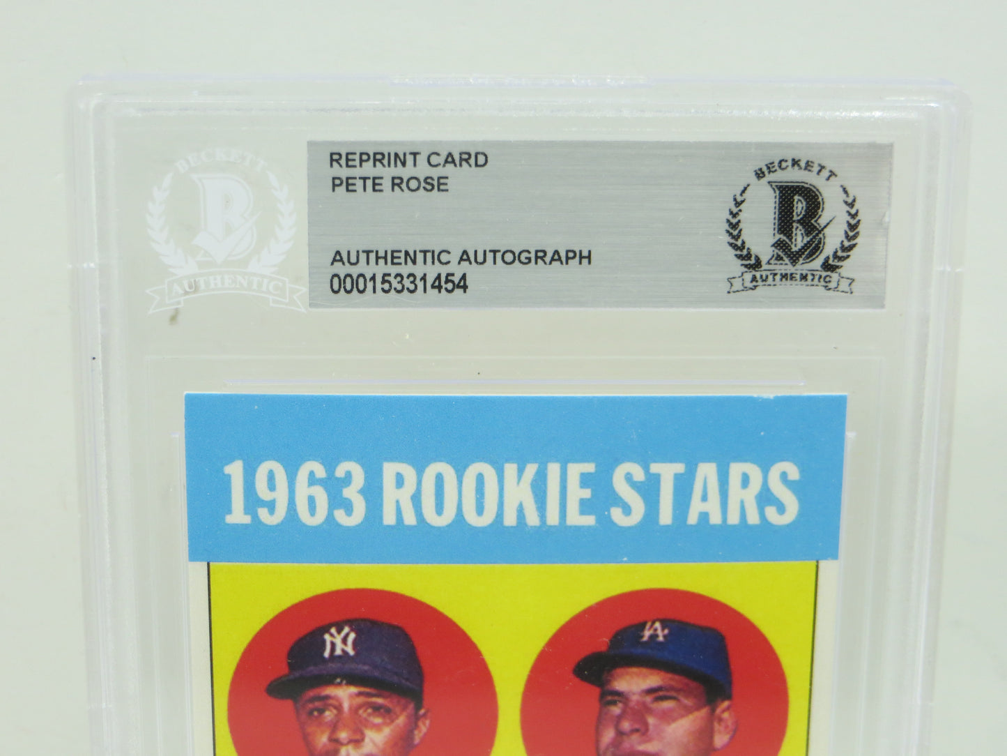PETE ROSE SIGNED 1963 TOPPS ROOKIE STARS REPRINT Card BGS BAS SLAB
