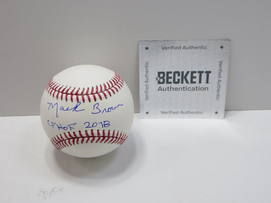MACK BROWN SIGNED OML BASEBALL w/CFHOF TEXAS LONGHORNS UNC Tar Heels BAS
