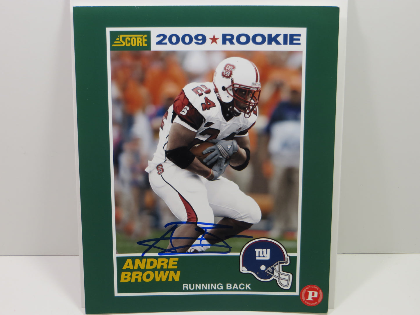 ANDRE BROWN SIGNED NEW YORK GIANTS Panini Authentic 8x10 PHOTO Score 2009 Rookie