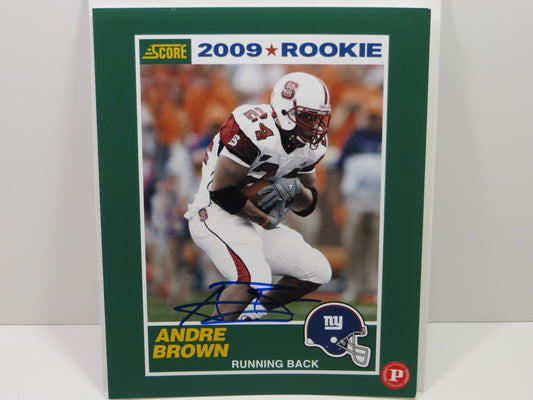 ANDRE BROWN SIGNED NEW YORK GIANTS Panini Authentic 8x10 PHOTO Score 2009 Rookie