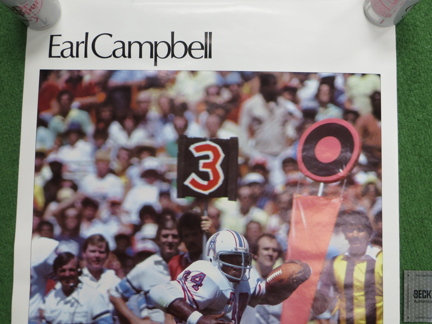 EARL CAMPBELL SIGNED 35x23 SPORTS ILLUSTRATED POSTER Oilers Longhorns BAS