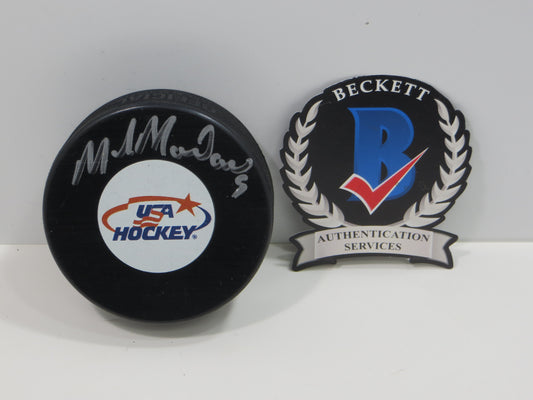 MIKE MODANO TEAM USA SIGNED HOCKEY PUCK Dallas Stars Red Wings North Stars BAS