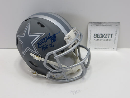 DREW PEARSON DALLAS COWBOYS SIGNED SLATE Mini Helmet w/HOF 21 BAS COA