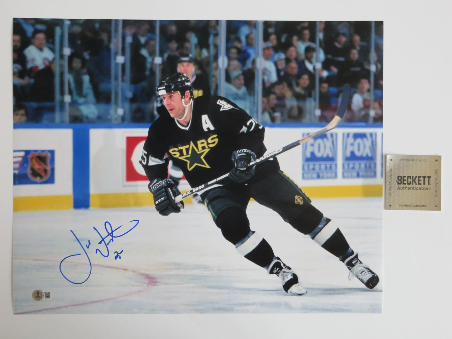 JOE NIEUWENDYK DALLAS STARS SIGNED 16x20 PHOTO BLACK JERSEY BAS