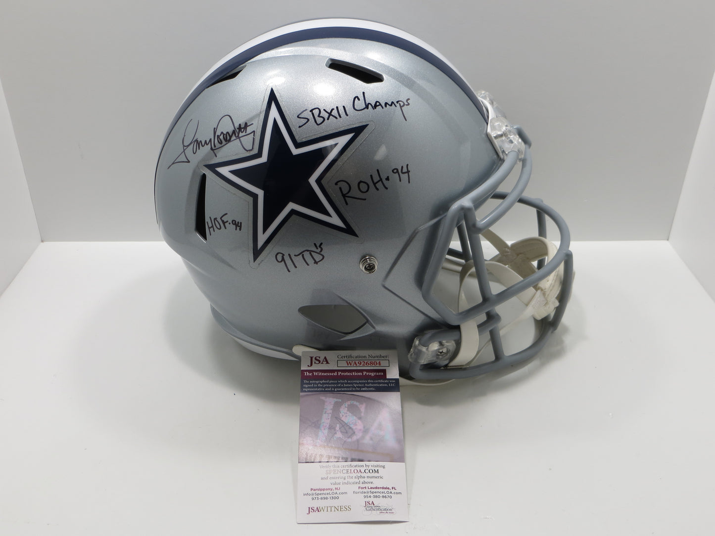 TONY DORSETT SIGNED DALLAS COWBOYS RIDDELL FULL SIZE HELMET w/4 INSCs JSA