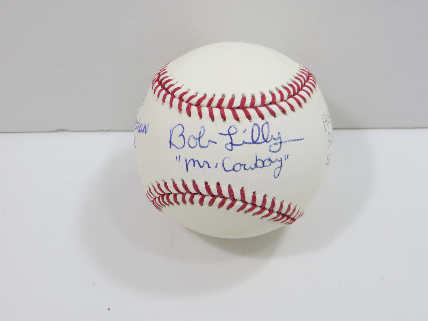 BOB LILLY DALLAS COWBOYS TCU HORNED FROGS SIGNED OML BASEBALL w/STATS JSA PROOF