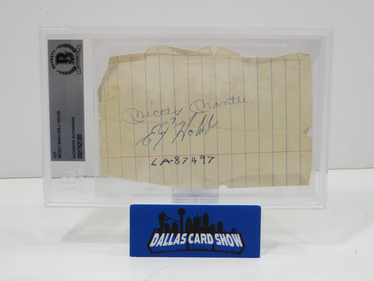 MICKEY MANTLE EJ HOLUB SIGNED CUT BAS Beckett SLAB New York Yankees Texas Tech