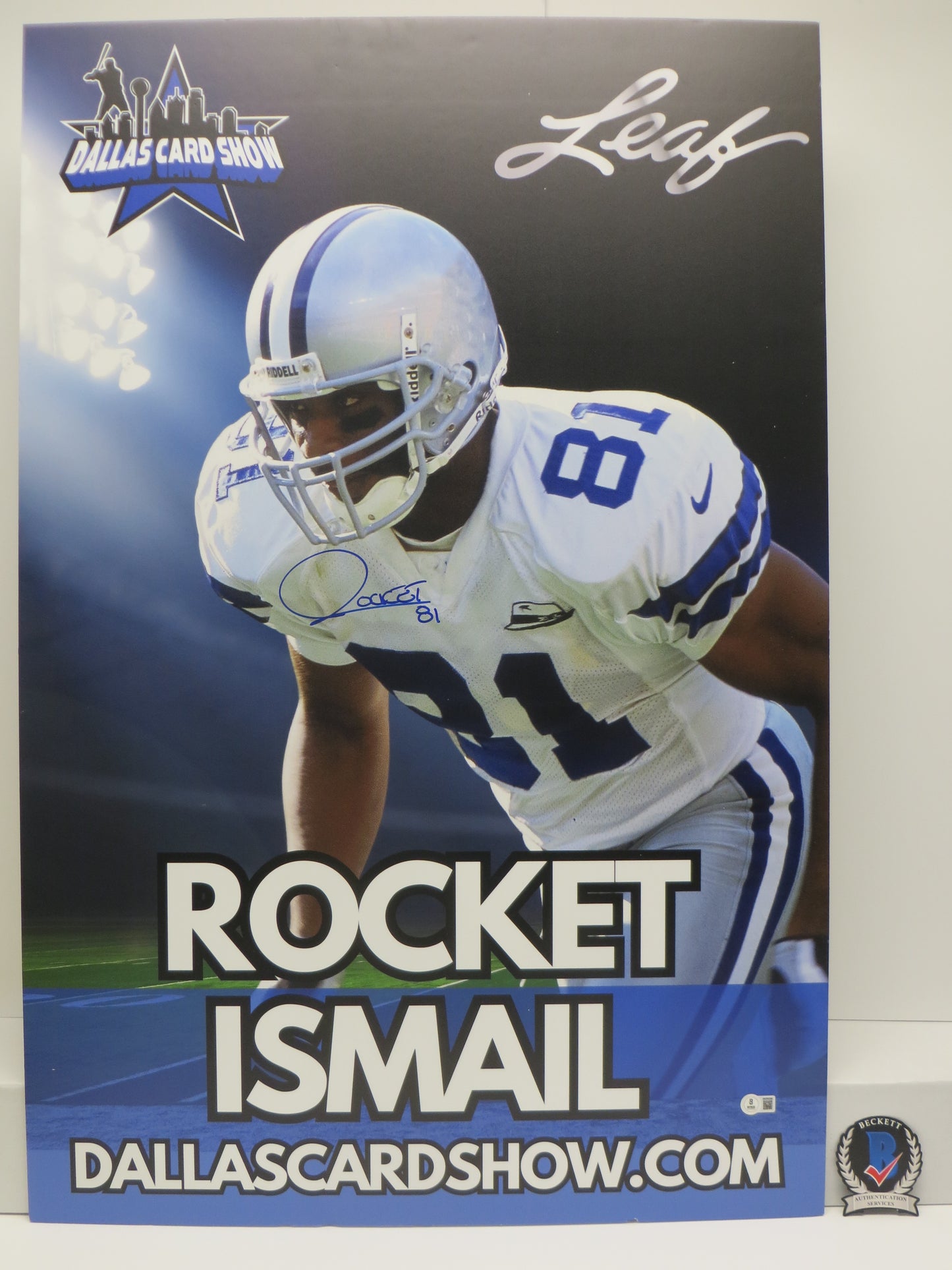 ROCKET ISMAIL DALLAS COWBOYS SIGNED 24x36 Dallas Card Show FOAM BOARD BAS