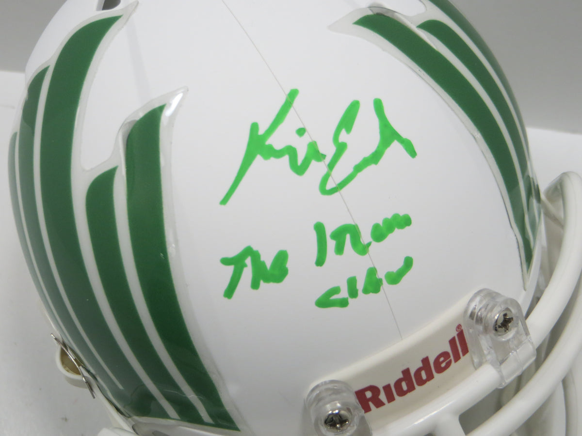 KEVIN VON ERICH SIGNED NORTH TEXAS MEAN GREEN SIGNED MINI HELMET w/INSC BAS