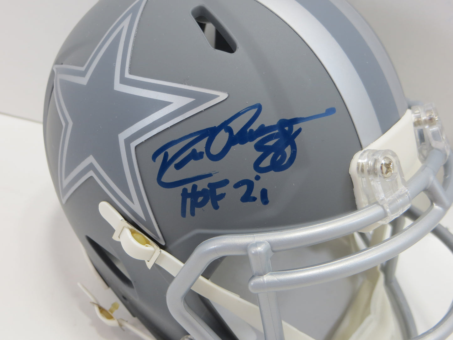 DREW PEARSON DALLAS COWBOYS SIGNED SLATE Mini Helmet w/HOF 21 BAS COA