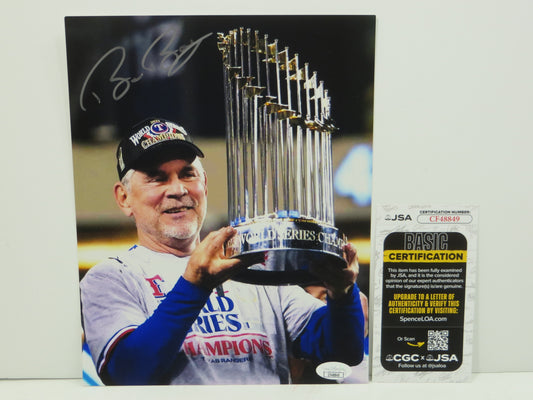 BRUCE BOCHY Texas Rangers SIGNED World Champs 8x10 PHOTO Giants Padres JSA COA