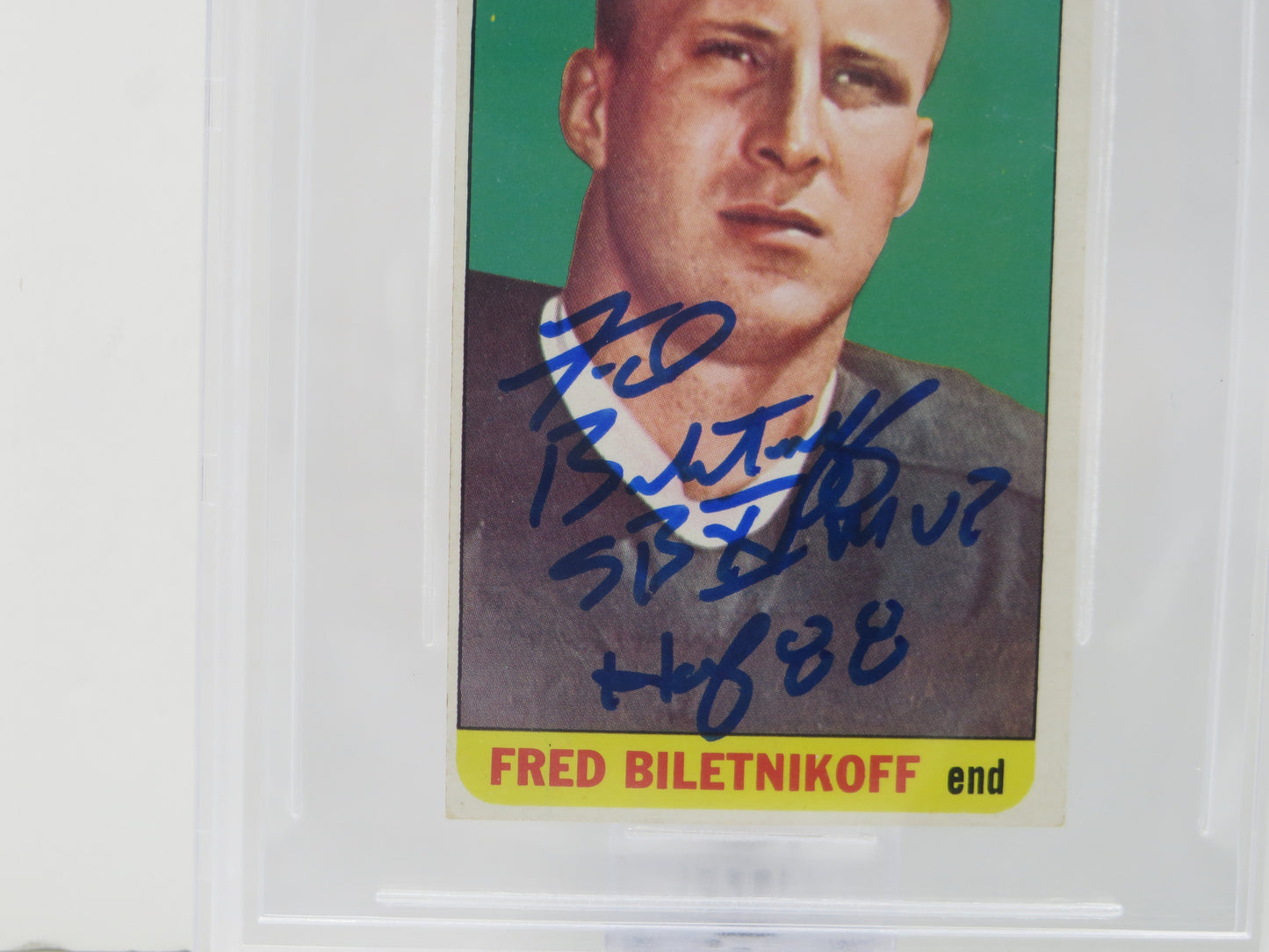 FRED BILETNIKOFF SIGNED 1965 Topps #133 RAIDERS BGS BAS SLAB w/2 INSC AUTO 10
