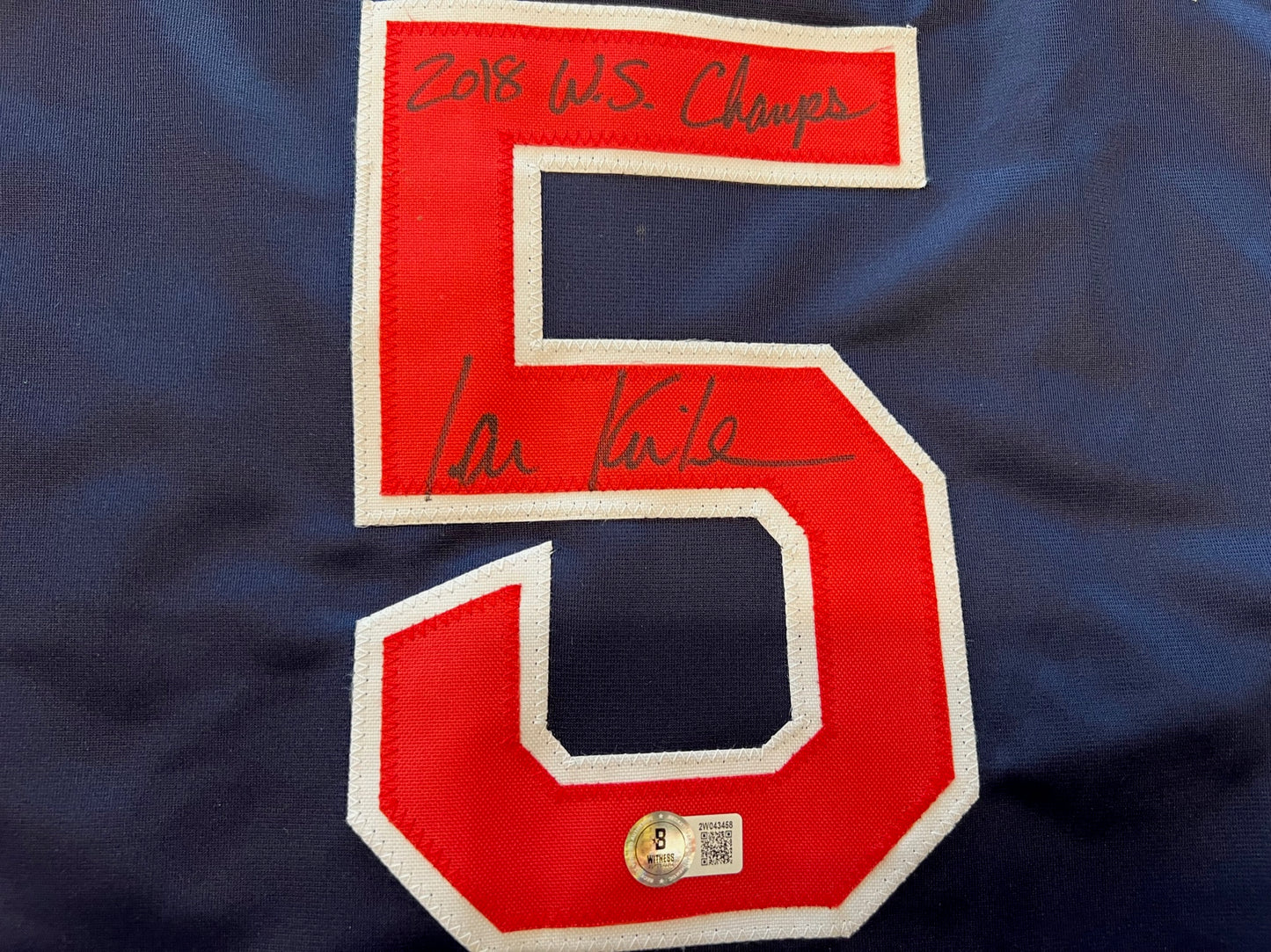 IAN KINSLER BOSTON RED SOX SIGNED JERSEY w/ 2018 WS Champs BAS COA