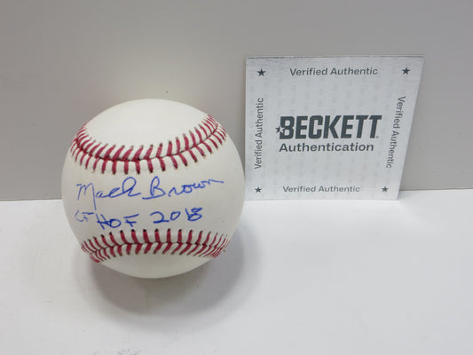 MACK BROWN SIGNED OML BASEBALL w/CFHOF TEXAS LONGHORNS UNC Tar Heels BAS