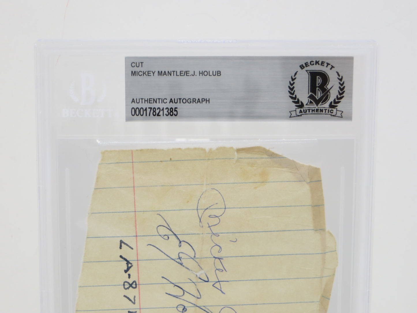MICKEY MANTLE EJ HOLUB SIGNED CUT BAS Beckett SLAB New York Yankees Texas Tech