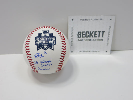 DAYTON TOCKEY SIGNED Rawlings NCAA 2026 WS BASEBALL OU OKLAHOMA SOONERS BAS