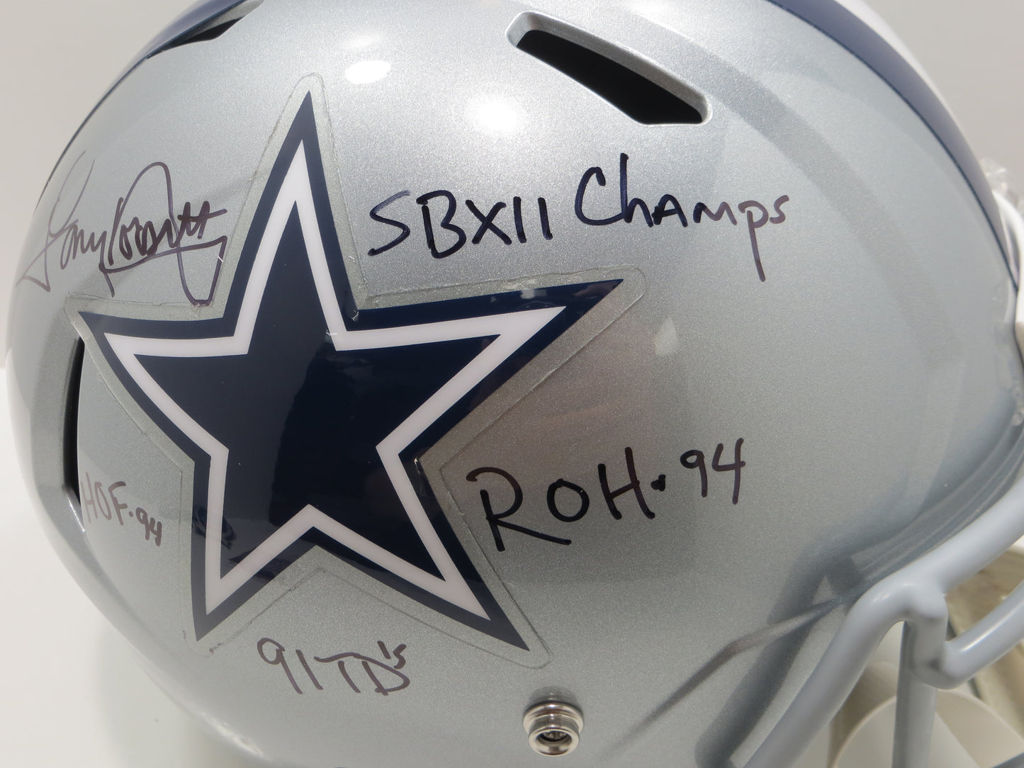 TONY DORSETT SIGNED DALLAS COWBOYS RIDDELL FULL SIZE HELMET w/4 INSCs JSA