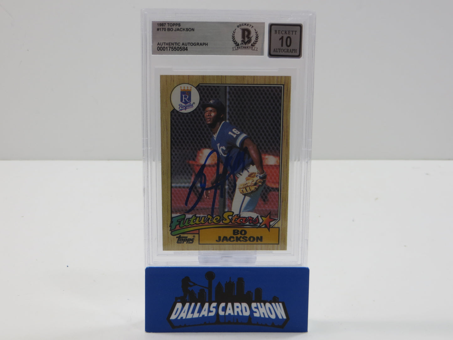 BO JACKSON SIGNED 1987 TOPPS #170 KC ROYALS BGS BAS SLAB AUTO 10