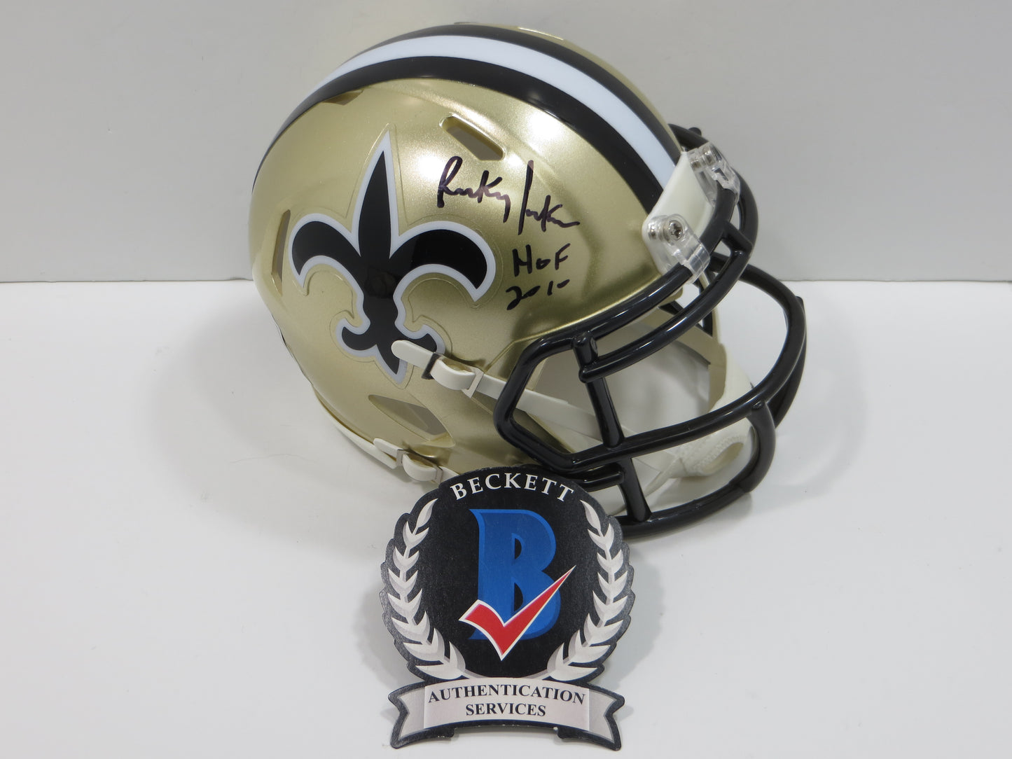 RICKEY JACKSON NEW ORLEANS SAINTS SIGNED RIDDELL MINI HELMET w/HOF 2010 BAS