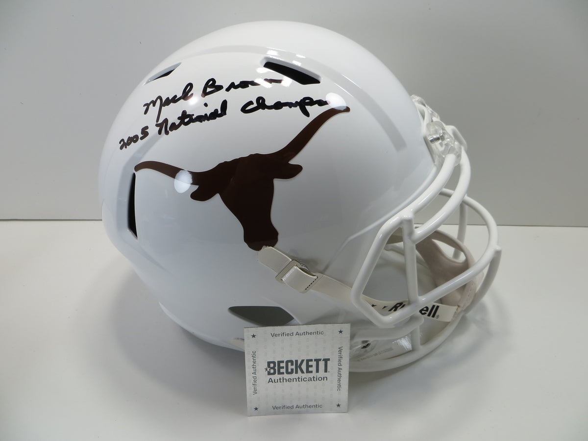 MACK BROWN SIGNED TEXAS LONGHORNS RIDDELL FULL SIZE HELMET w/2005Champs BAS