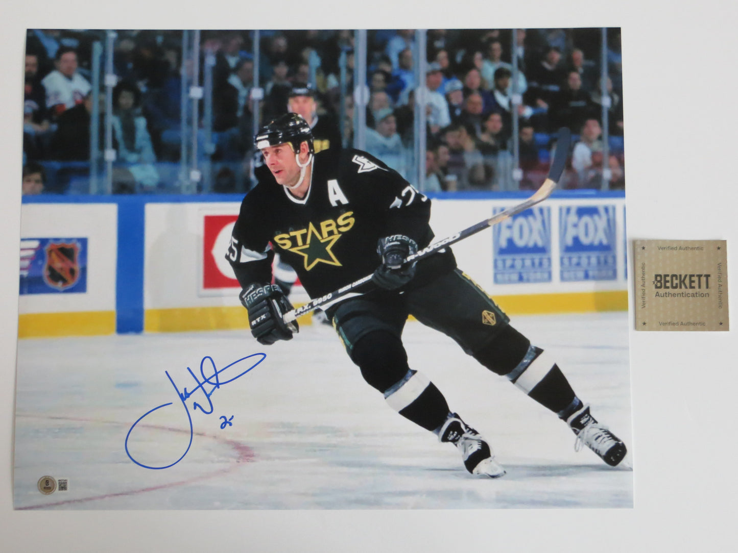 JOE NIEUWENDYK DALLAS STARS SIGNED 16x20 PHOTO BLACK JERSEY BAS