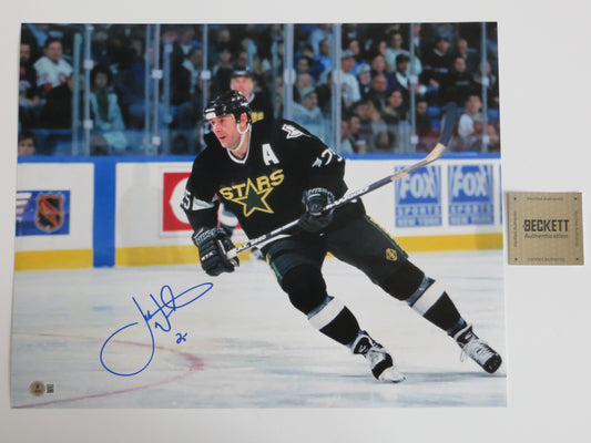 JOE NIEUWENDYK DALLAS STARS SIGNED 16x20 PHOTO BLACK JERSEY BAS