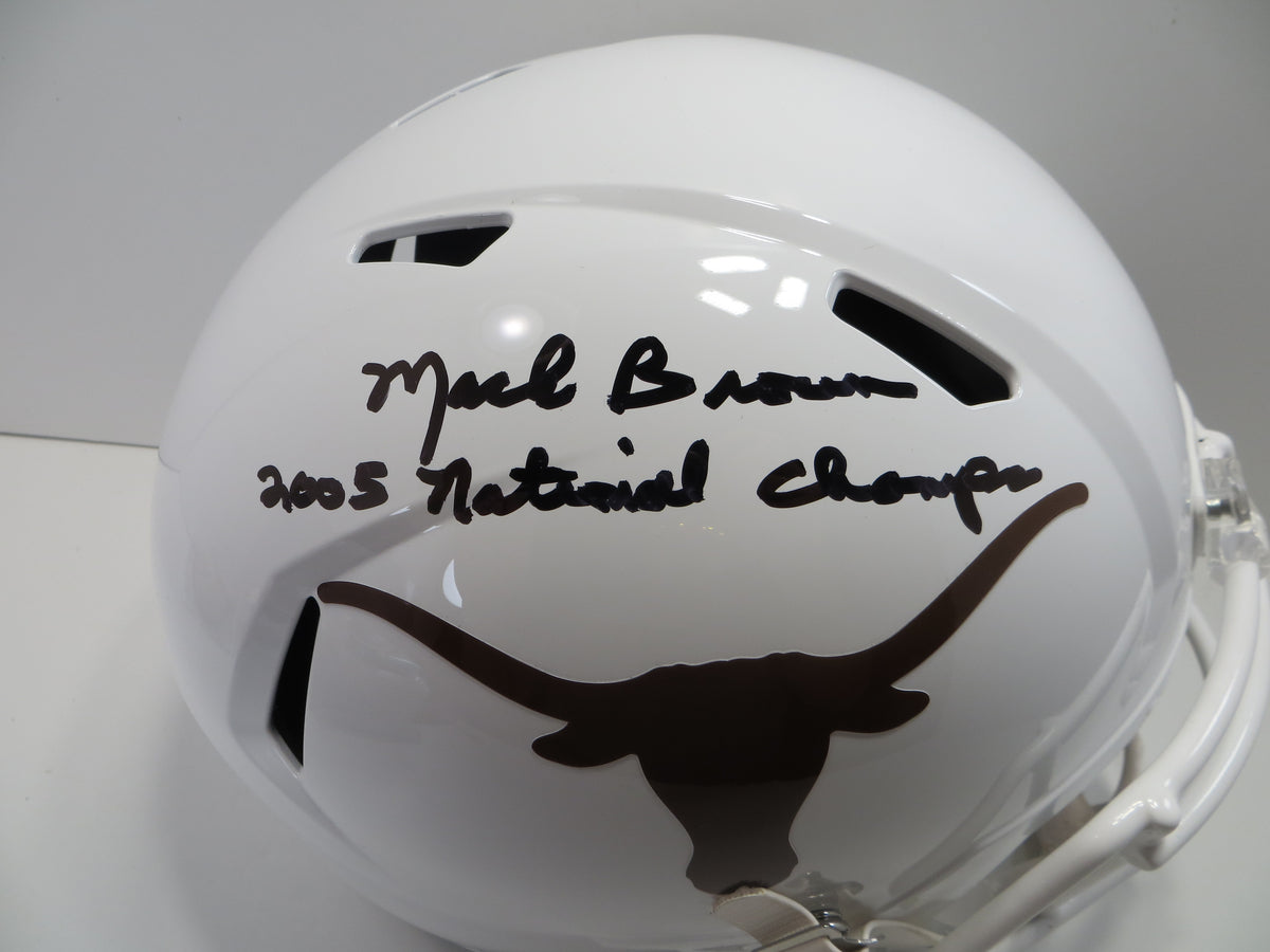 MACK BROWN SIGNED TEXAS LONGHORNS RIDDELL FULL SIZE HELMET w/2005Champs BAS