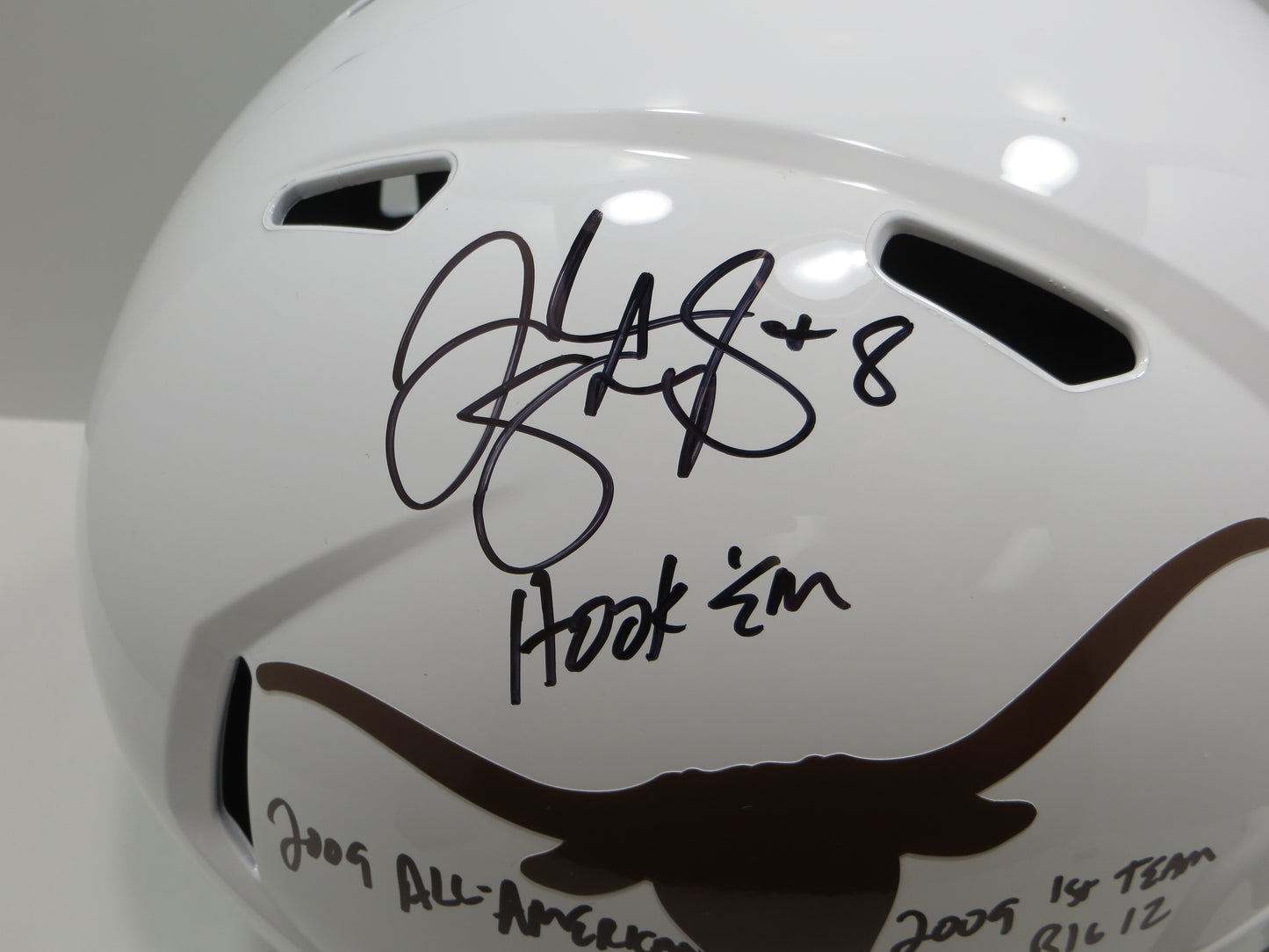 JORDAN SHIPLEY SIGNED TEXAS LONGHORNS Riddell FULL SIZE HELMET w/INSCs BAS