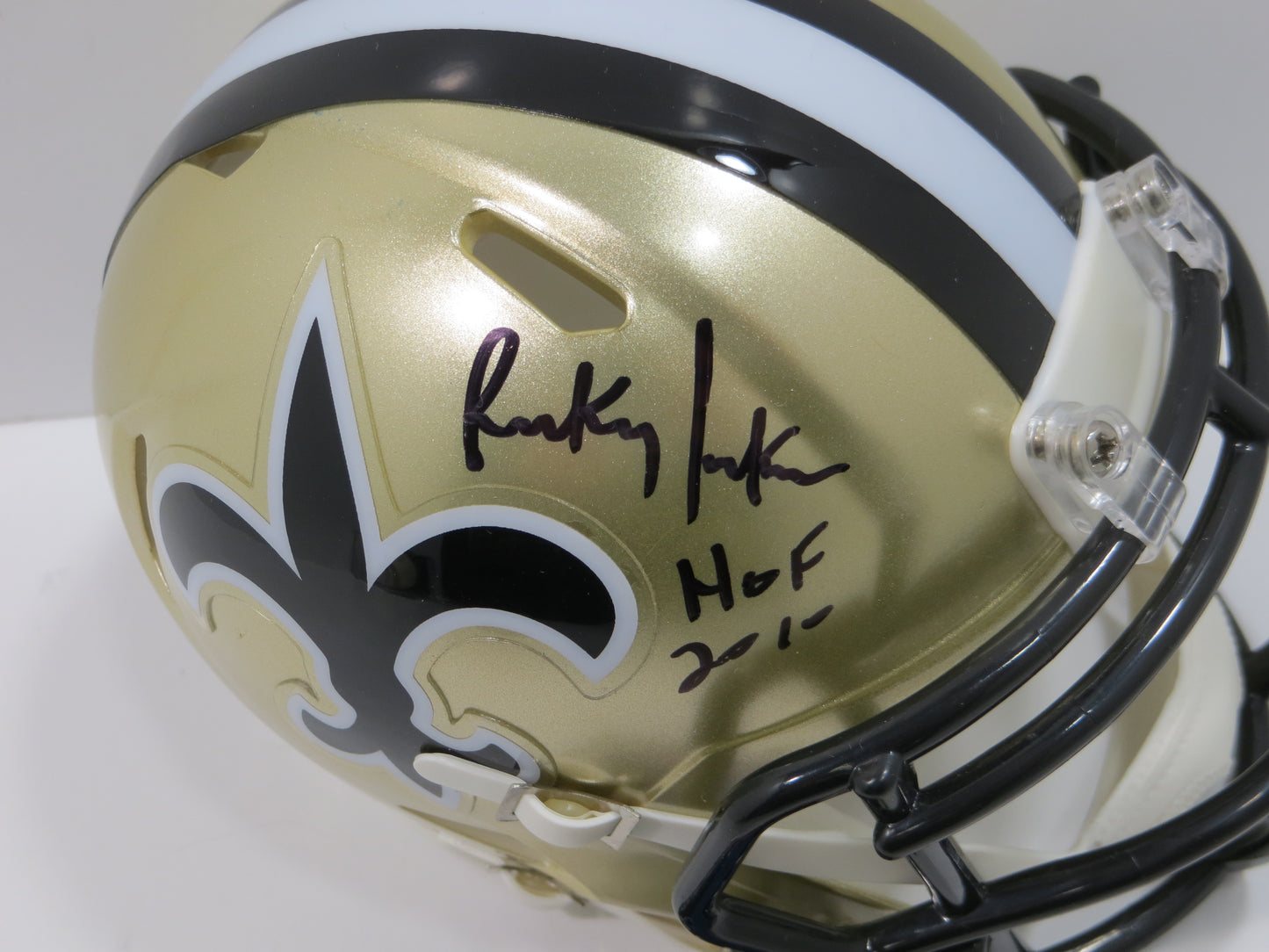 RICKEY JACKSON NEW ORLEANS SAINTS SIGNED RIDDELL MINI HELMET w/HOF 2010 BAS