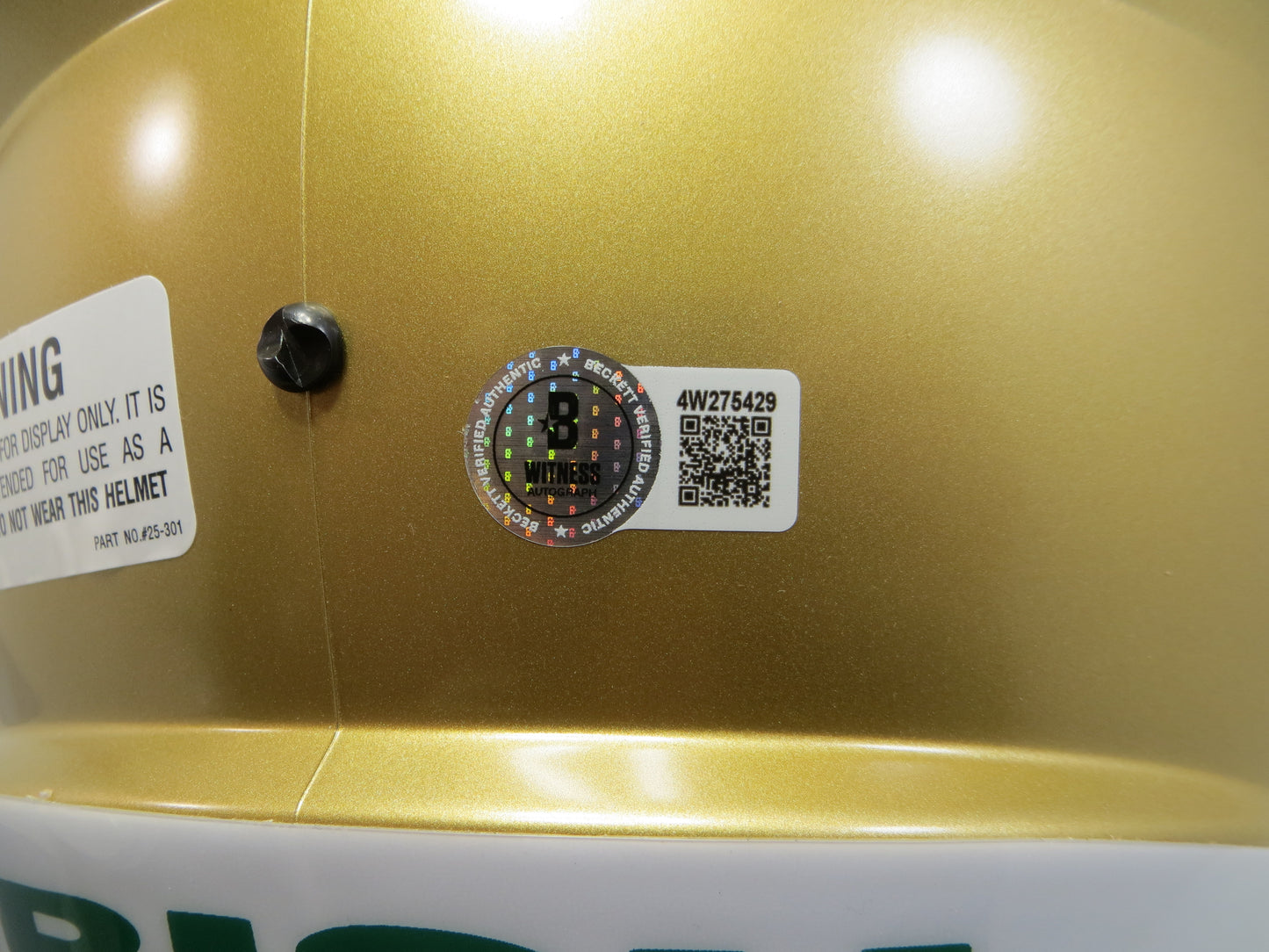 RAGHIB ROCKET ISMAIL SIGNED NOTRE DAME FULL SIZE SHAMROCK HELMET w/2INSC BAS