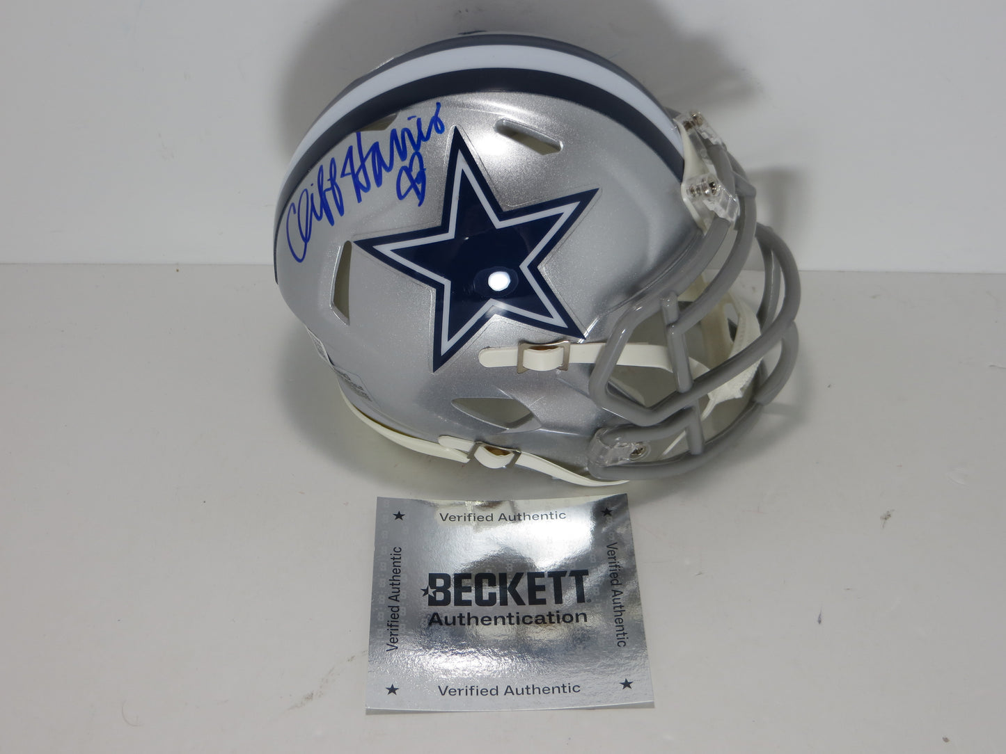 CLIFF HARRIS DALLAS COWBOYS SIGNED Riddell MINI HELMET BAS COA