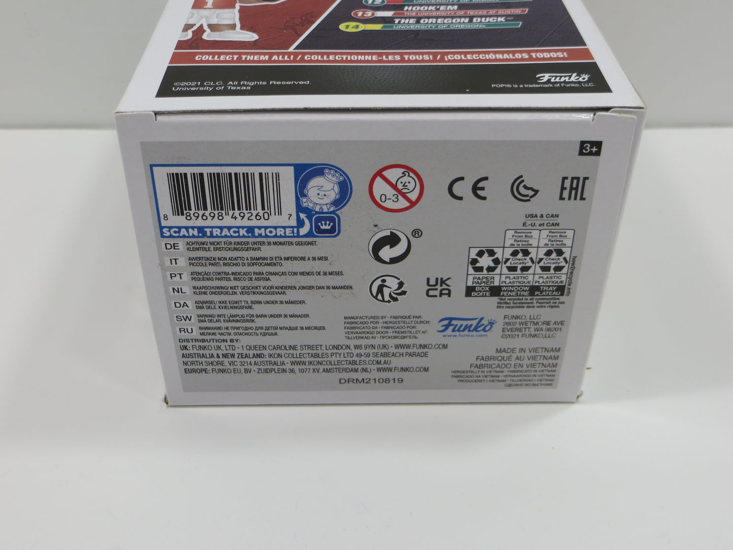 EARL CAMPBELL RICKY WILLIAMS SIGNED BEVO Hook 'Em #13 FUNKO POP BAS JSA COA