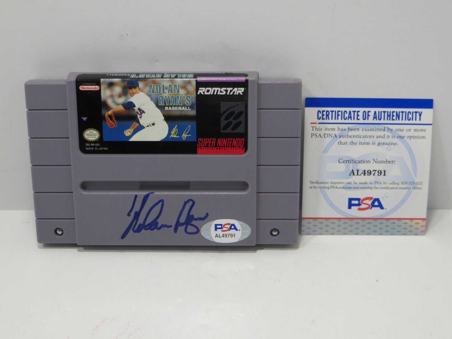 NOLAN RYAN TEXAS RANGERS SIGNED Super Nintendo SNES CARTRIDGE GAME PSA COA