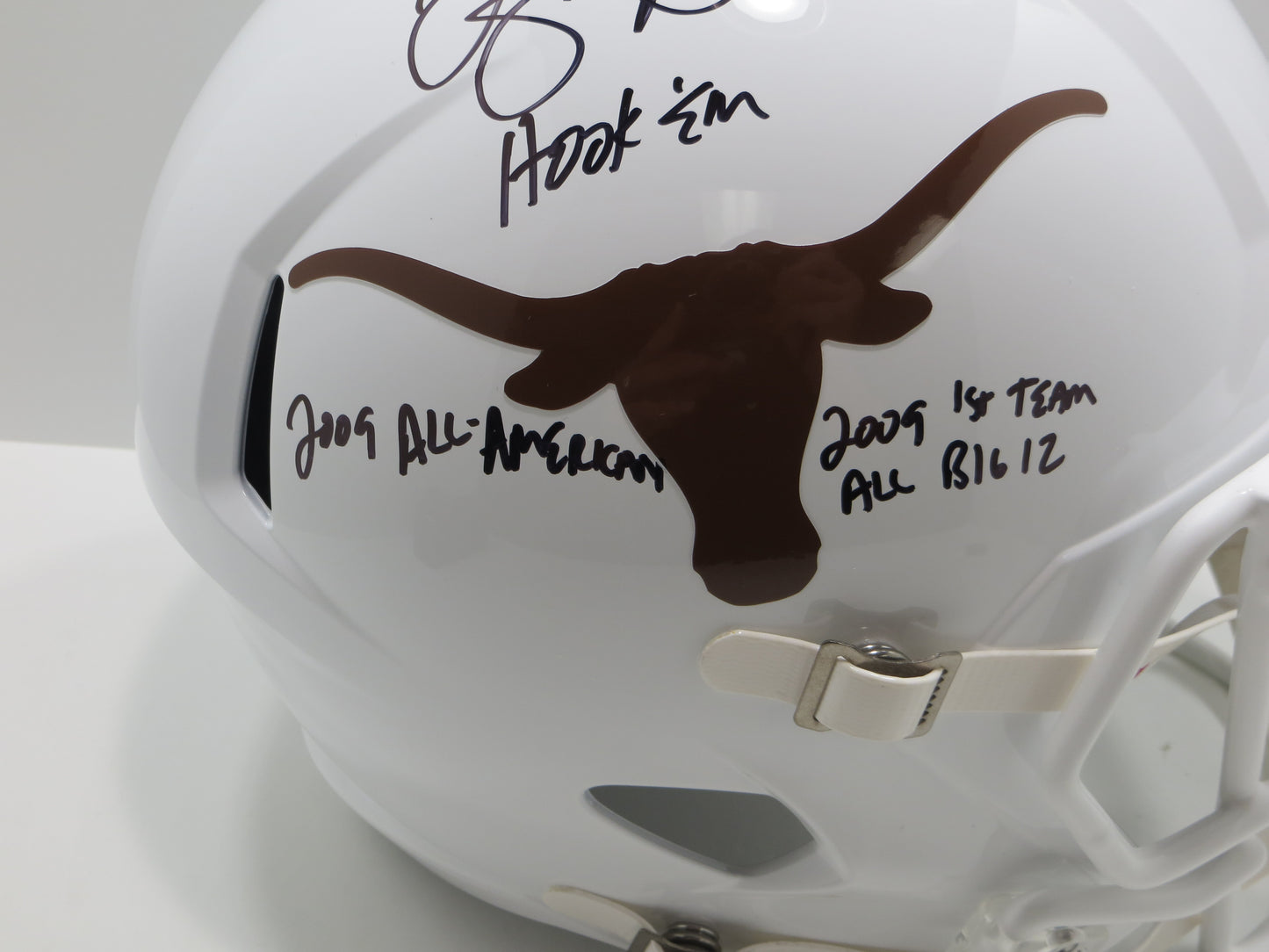 JORDAN SHIPLEY SIGNED TEXAS LONGHORNS Riddell FULL SIZE HELMET w/INSCs BAS