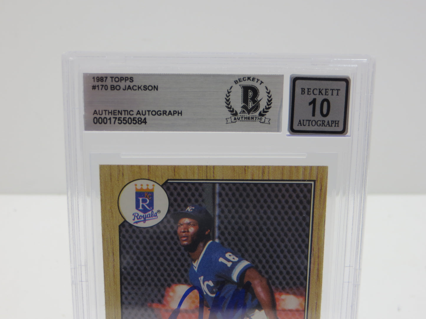 BO JACKSON SIGNED 1987 TOPPS #170 KC ROYALS BGS BAS SLAB AUTO 10