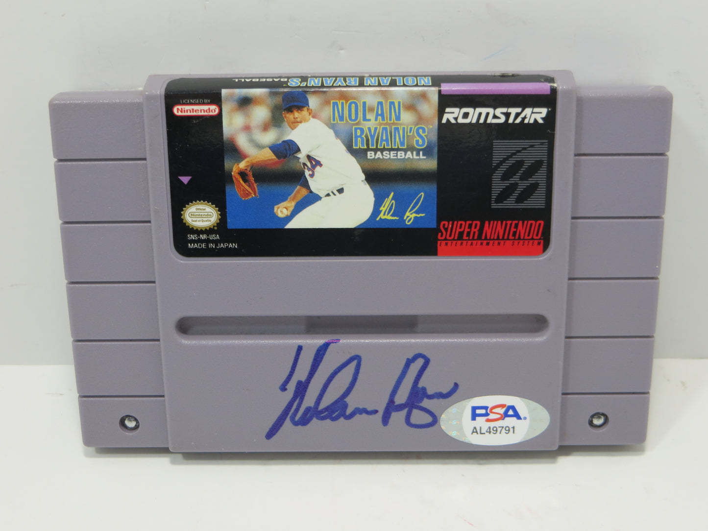 NOLAN RYAN TEXAS RANGERS SIGNED Super Nintendo SNES CARTRIDGE GAME PSA COA