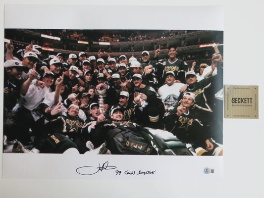 JOE NIEUWENDYK DALLAS STARS SIGNED Stanley Cup 16x20 w/99 CONN SMYTHE BAS