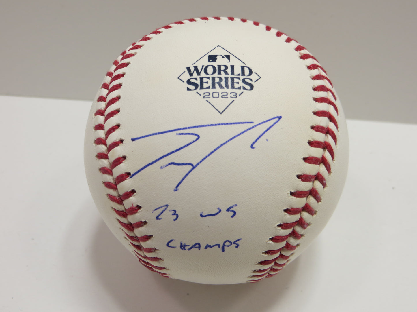 JOSH SMITH TEXAS RANGERS SIGNED OFFICIAL 2023 WORLD SERIES BASEBALL w/INSC BAS