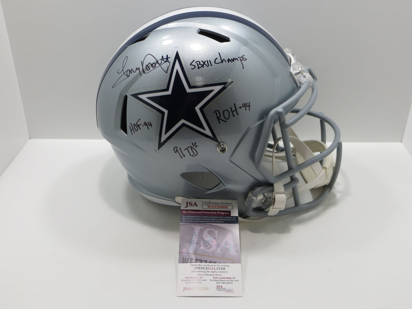 TONY DORSETT SIGNED DALLAS COWBOYS RIDDELL FULL SIZE HELMET w/4 INSCs JSA