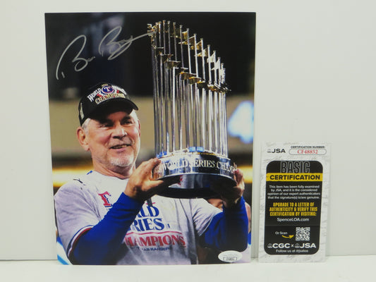 BRUCE BOCHY Texas Rangers SIGNED World Champs 8x10 PHOTO Giants Padres JSA COA