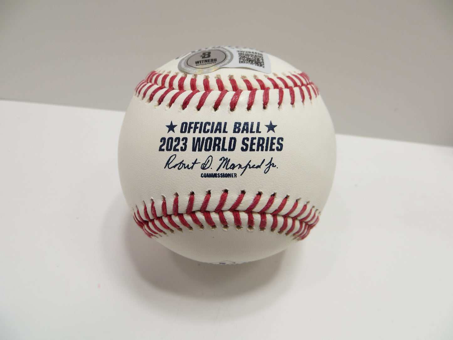 JOSH SMITH TEXAS RANGERS SIGNED OFFICIAL 2023 WORLD SERIES BASEBALL w/INSC BAS