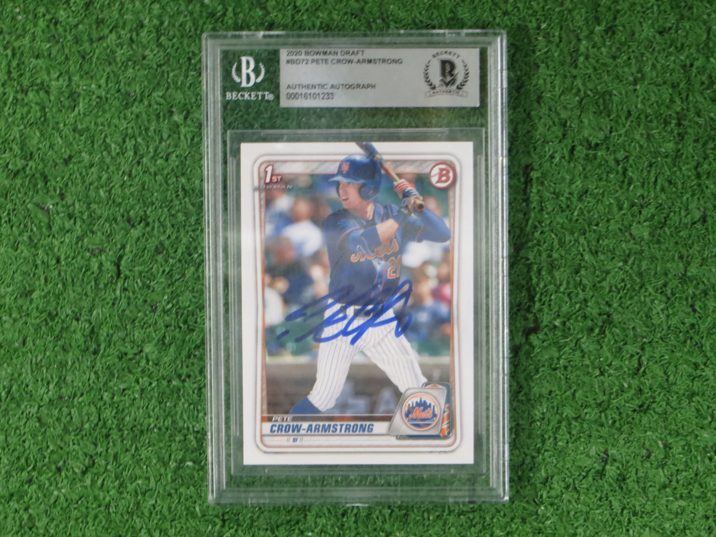 PETE CROW-ARMSTRONG SIGNED 2020 Bowman Draft 1st CHICAGO CUBS BAS Slab