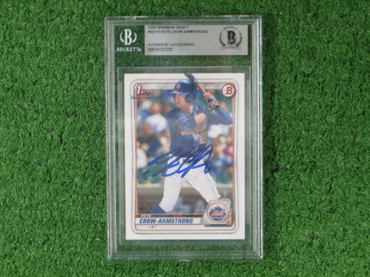 PETE CROW-ARMSTRONG SIGNED 2020 Bowman Draft 1st CHICAGO CUBS BAS Slab
