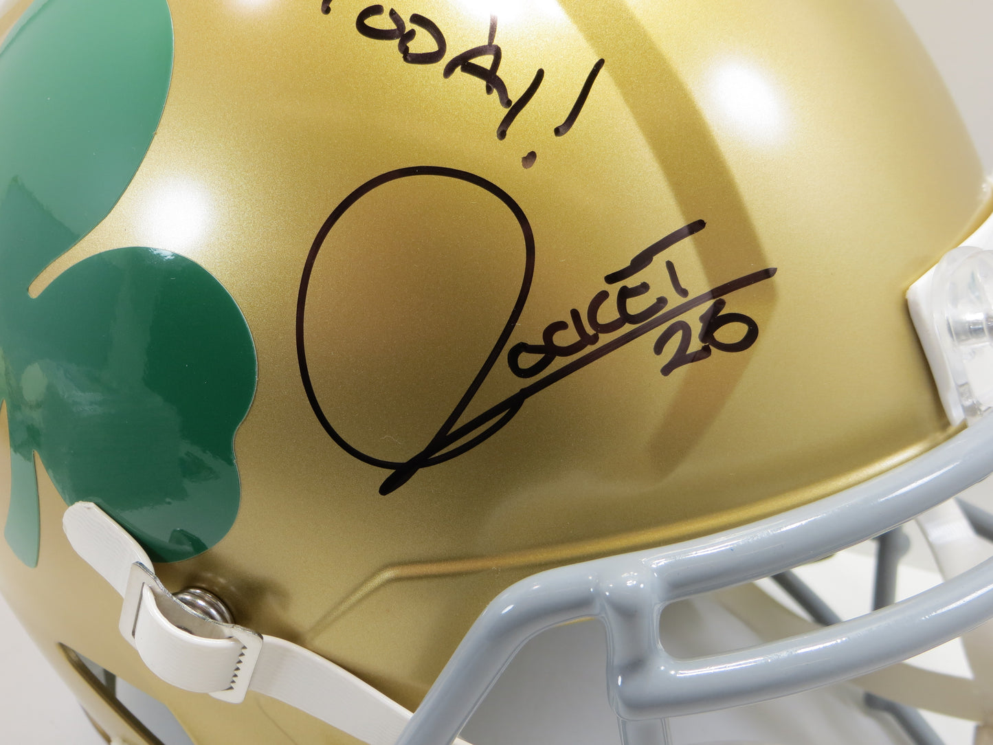 RAGHIB ROCKET ISMAIL SIGNED NOTRE DAME FULL SIZE SHAMROCK HELMET w/2INSC BAS