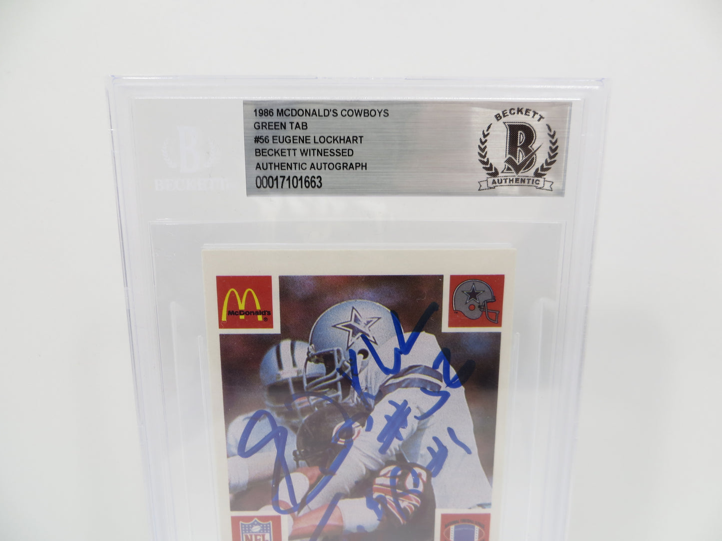 EUGENE LOCKHART SIGNED 1986 McDONALDs COWBOYS BGS BAS SLAB DALLAS COWBOYS