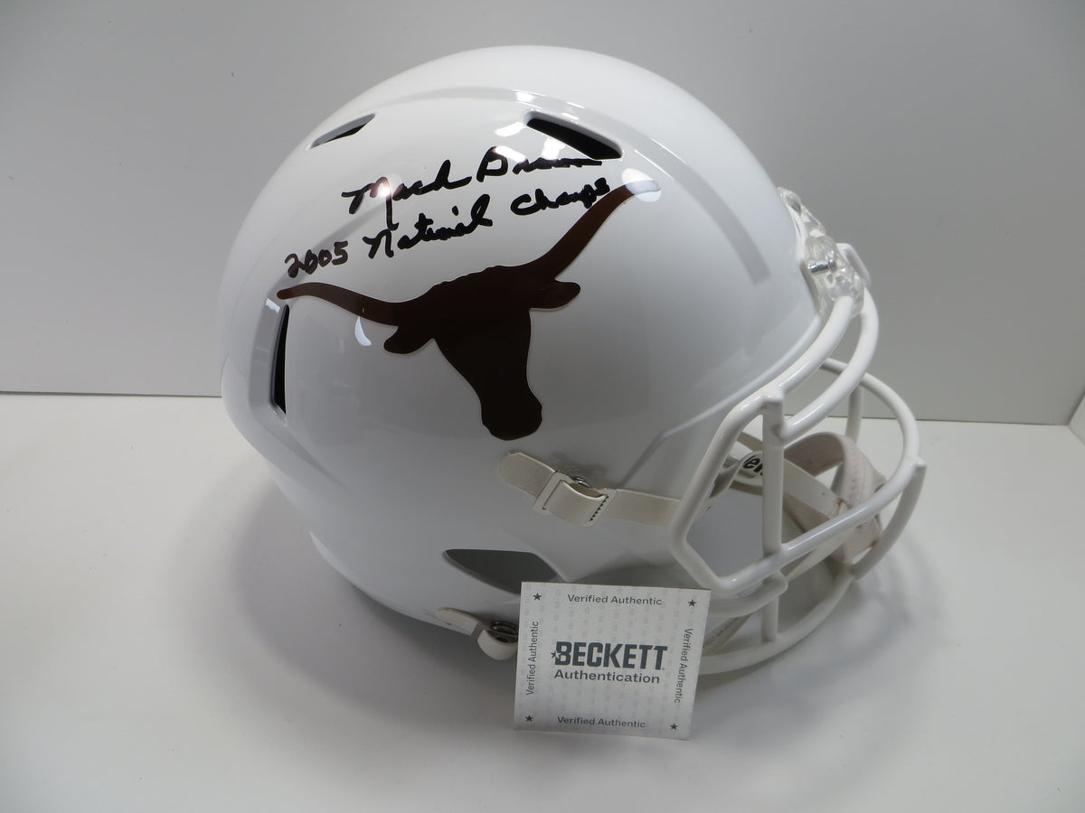 MACK BROWN SIGNED TEXAS LONGHORNS RIDDELL FULL SIZE HELMET w/2005Champs BAS