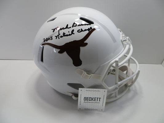 MACK BROWN SIGNED TEXAS LONGHORNS RIDDELL FULL SIZE HELMET w/2005Champs BAS