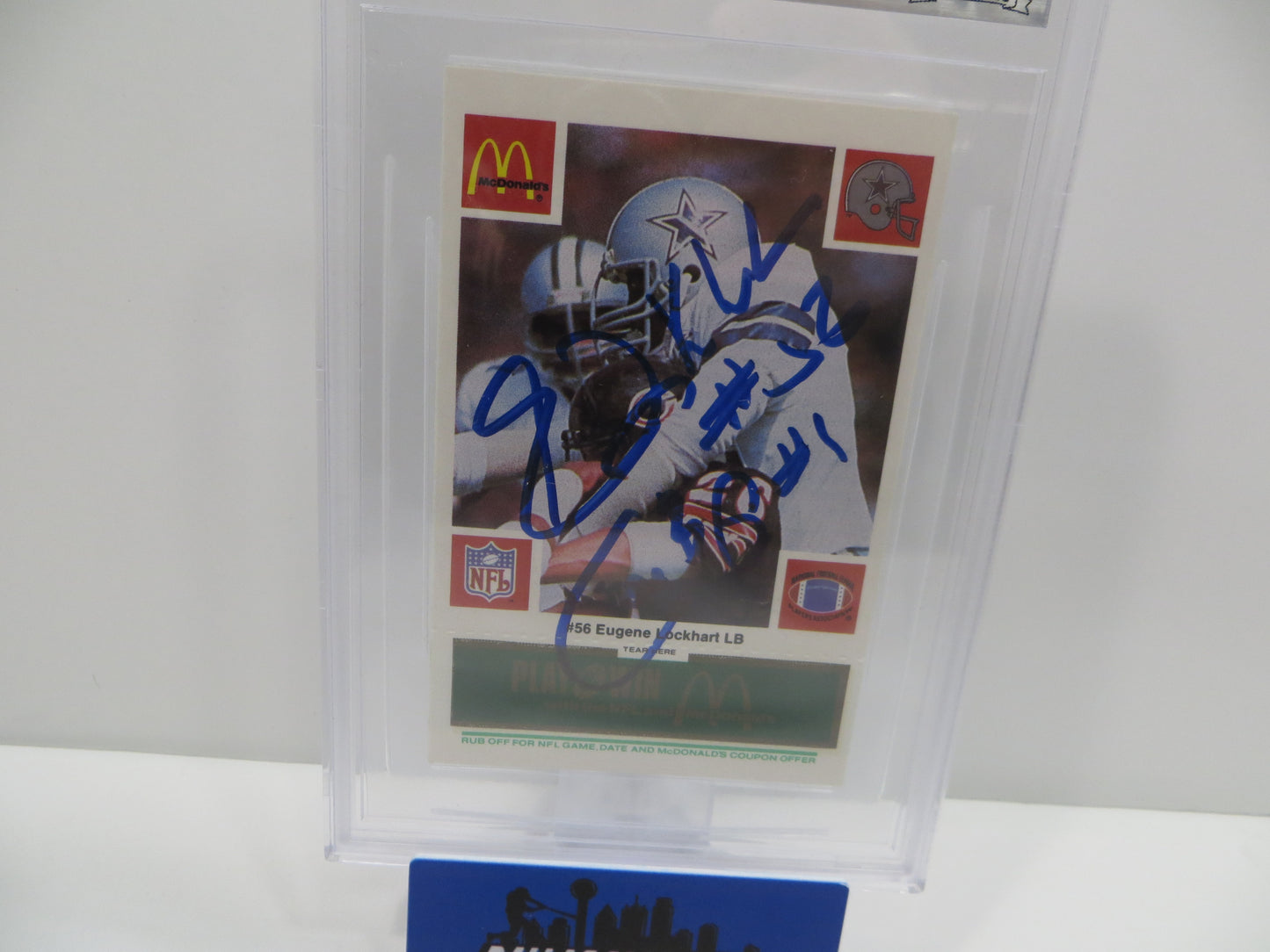 EUGENE LOCKHART SIGNED 1986 McDONALDs COWBOYS BGS BAS SLAB DALLAS COWBOYS